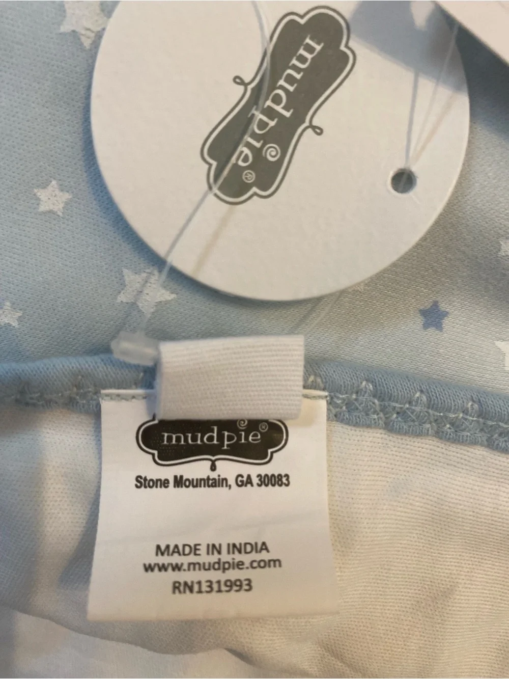 Mud Pie Cotton Baby Arrival Blanket Receiving Blanket Blue Stars